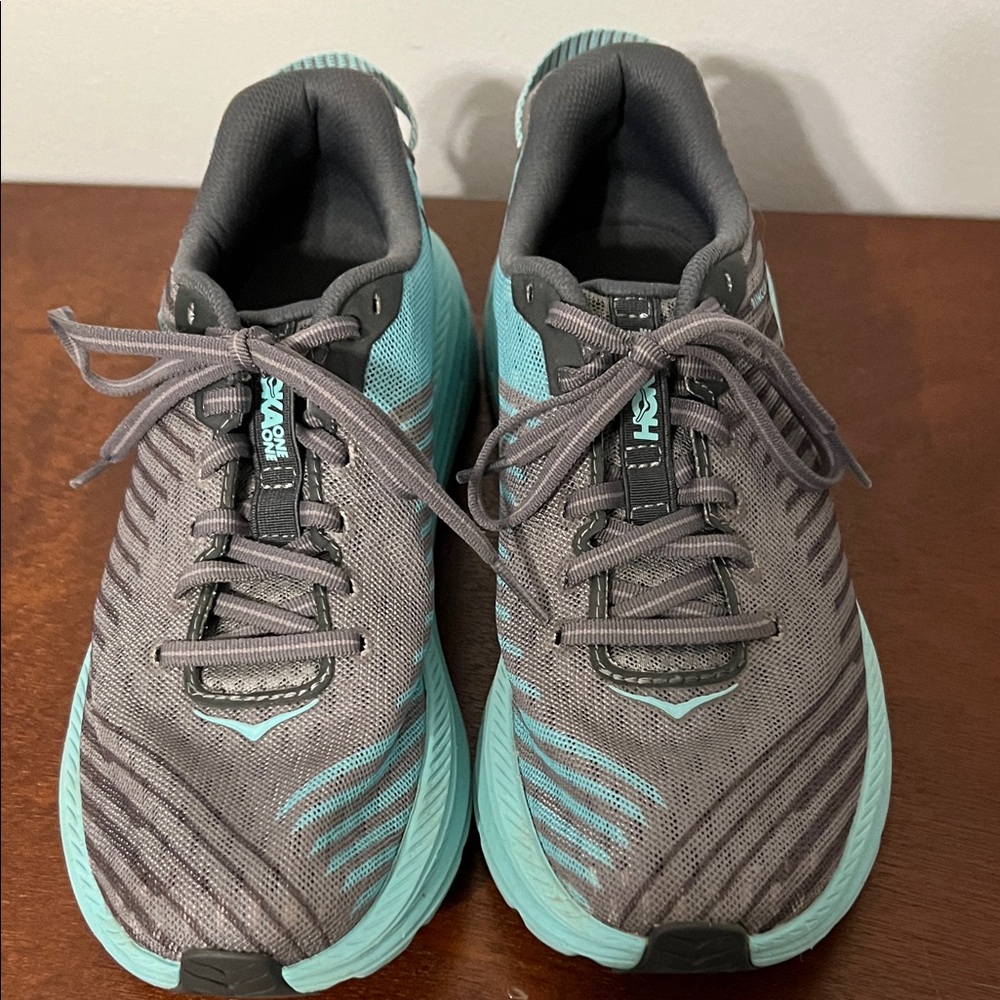 Hoka Rincon Charcoal and Aqua Athletic Shoes